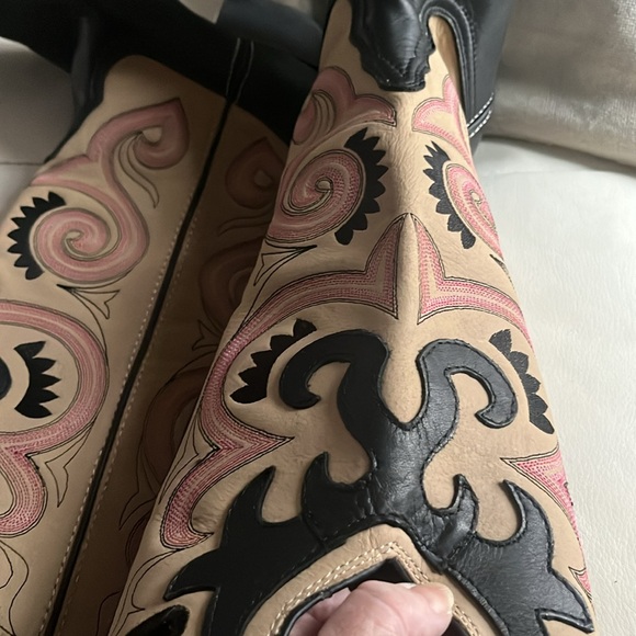 TONY LAMA Buckaroo Bella Tall Knee High Square Toe Cowgirl Boots - Picture 7 of 12